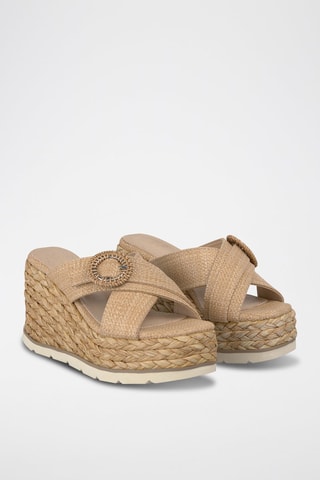 Mules compensées - Beige