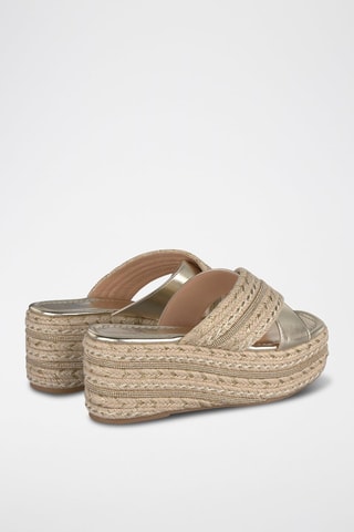 Mules plateformes - Doré et beige