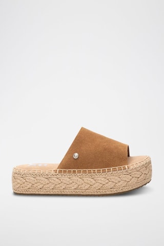Mules plateformes en cuir - Camel