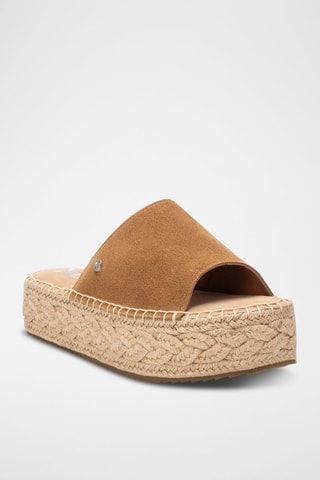 Mules plateformes en cuir - Camel
