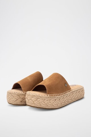 Mules plateformes en cuir - Camel