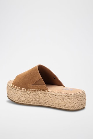 Mules plateformes en cuir - Camel