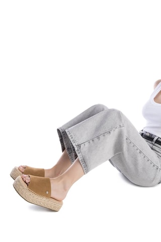 Mules plateformes en cuir - Camel