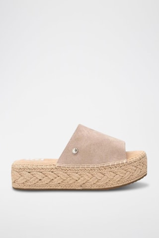 Mules plateformes en cuir - Beige
