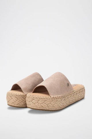 Mules plateformes en cuir - Beige