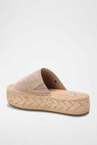 Mules plateformes en cuir - Beige
