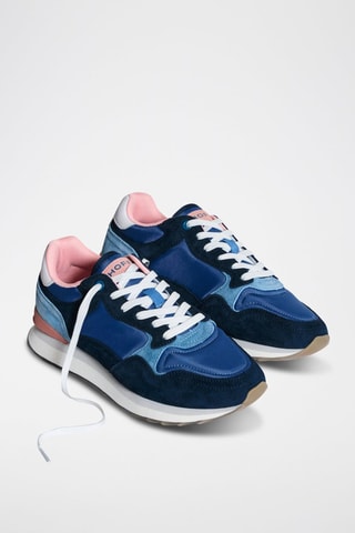 Baskets en cuir Cork - Bleu et rose