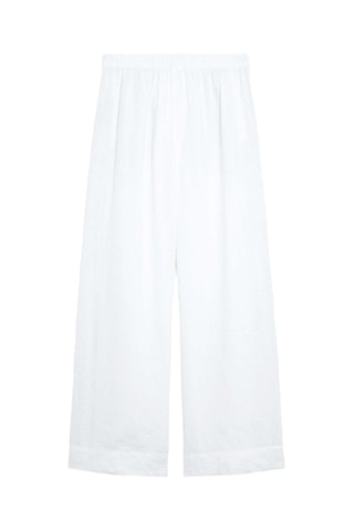 Pantaloni wide legs in lino - Bianco