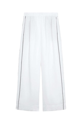 Pantaloni wide legs in lino - Bianco