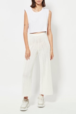 Pantaloni 7/8 a vita alta - Bianco