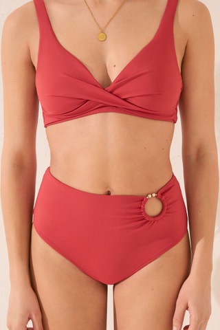 Bas de maillot taille haute - Rouge