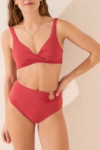 Bas de maillot taille haute - Rouge