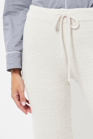 Pantaloni pigiama 7/8 in pile a vita alta - Ecrù