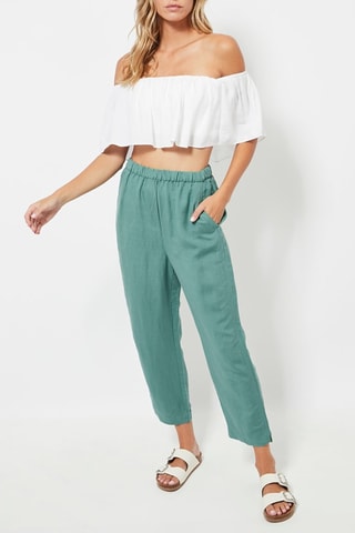 Crop top in lino - Bianco