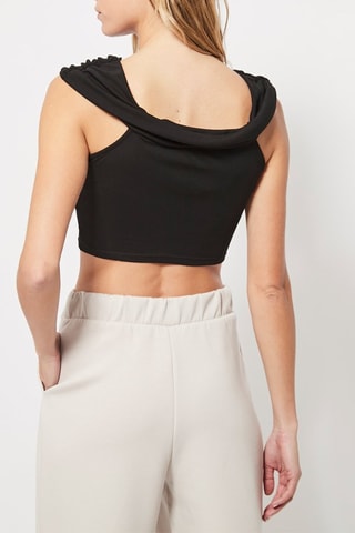 Crop top drappeggiato - Nero