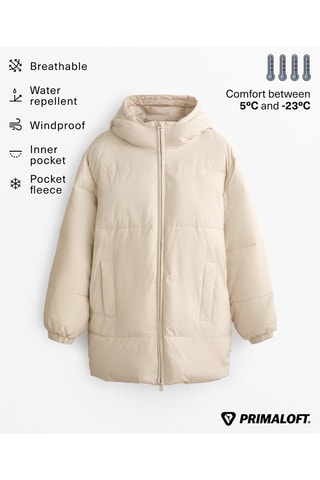 Piumino con cappuccio - Beige