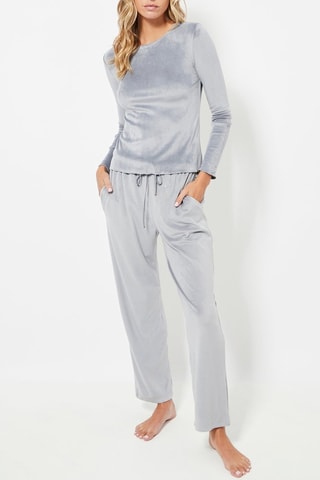 T-shirt in velluto - Grigio chiaro