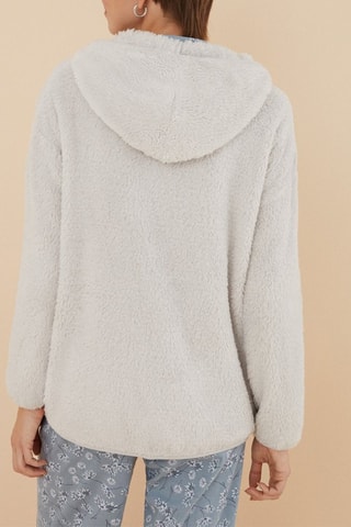 Felpa in pile con cappuccio - Grigio