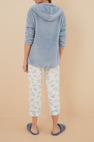 Felpa in pile con cappuccio - Blu