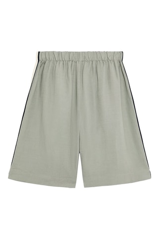 Bermuda in lino a vita alta - Kaki