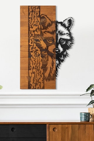Decorazione da parete in legno - 37 x 57,5 cm - Neutro e nero
