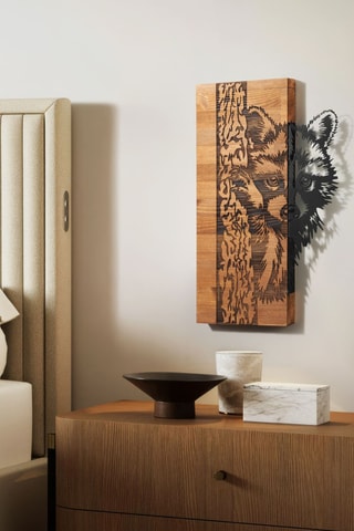 Decorazione da parete in legno - 37 x 57,5 cm - Neutro e nero