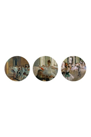 3 quadri “Il foyer della danza al teatro dell'Opéra”, “Prove di balletto in scena” e “La scuola di danza” di Edgar Degas - 3 x (30 x 30 cm)