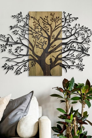 Decorazione da parete in legno - 85 x 57,5 cm - Neutro e nero