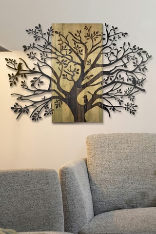 Decorazione da parete in legno - 85 x 57,5 cm - Neutro e nero