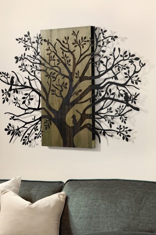 Decorazione da parete in legno - 85 x 57,5 cm - Neutro e nero