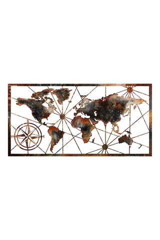 Décoration murale World Map Large - 120 x 60 cm - Marron