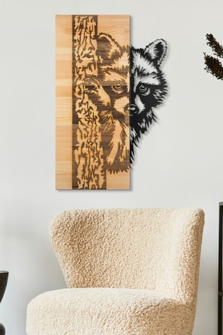 Decorazione da parete in legno - 37 x 57,5 cm - Neutro e nero