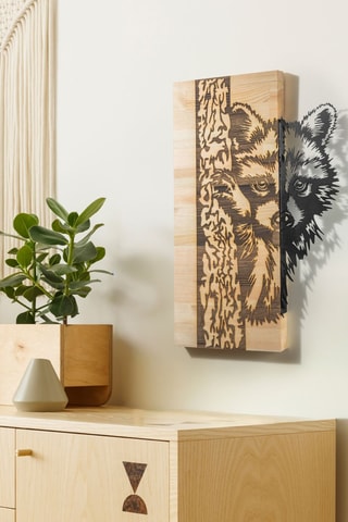 Decorazione da parete in legno - 37 x 57,5 cm - Neutro e nero