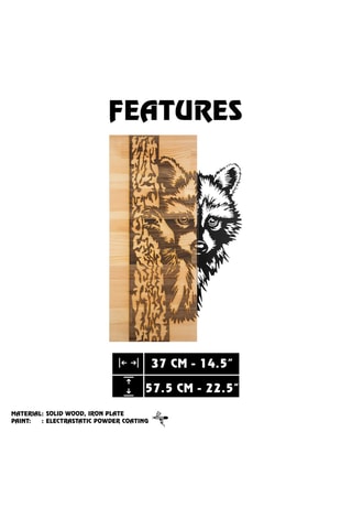 Decorazione da parete in legno - 37 x 57,5 cm - Neutro e nero