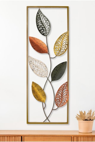 Decorazione da parete - 32 x 3 x 90 cm - Dorato e arancione