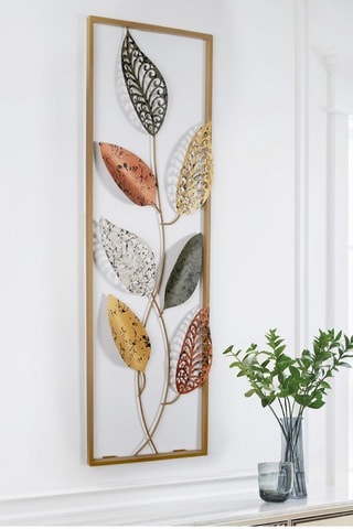 Decorazione da parete - 32 x 3 x 90 cm - Dorato e arancione