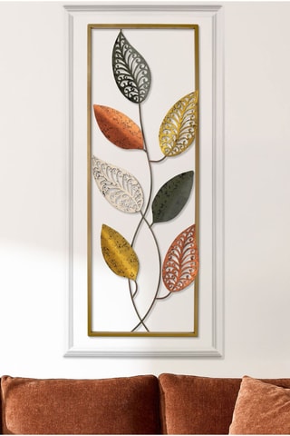 Decorazione da parete - 32 x 3 x 90 cm - Dorato e arancione