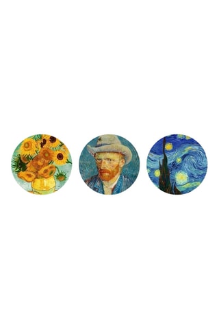 3 quadri “I girasoli”, “Autoritratto con cappello di feltro” e “Notte stellata” di Vincent Van Gogh - 3 x (30 x 30 cm)
