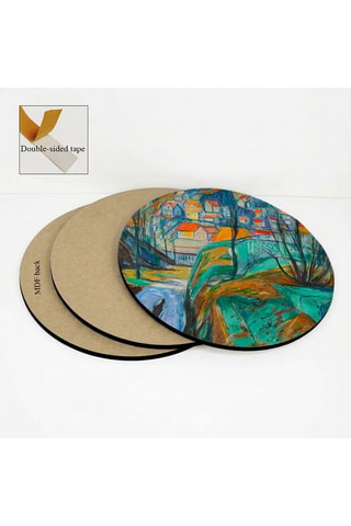 3 quadri “Melo vicino all'atelier”, “Kragerø in primavera” e “Estate a Ekely” Edvard Munch - 3 x (30 x 30 cm)