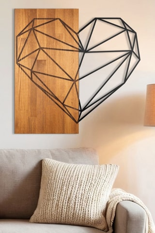 Decorazione da parete in legno - 57,5 x 57,5 cm - Neutro e nero