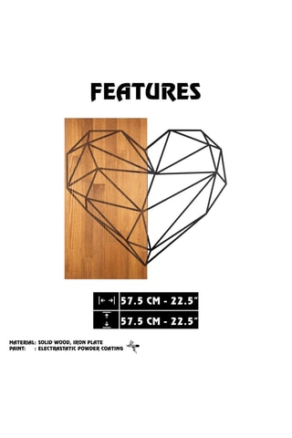 Decorazione da parete in legno - 57,5 x 57,5 cm - Neutro e nero