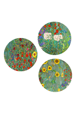 3 quadri “Giardino di fiori”, “Giardino di campagna con girasoli” e “Giardino di fattoria” di Gustav Klimt - 3 x (30 x 30 cm)