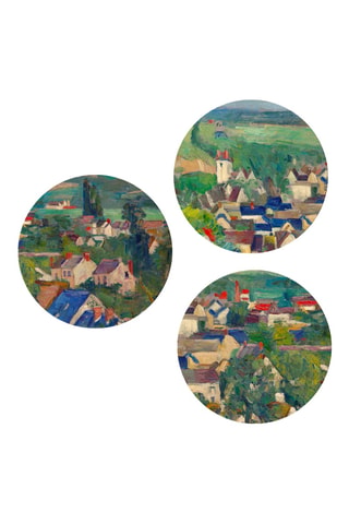 3 quadri “Veduta panoramica di Auvers” di Paul Cézanne - 3 x (30 x 30 cm)