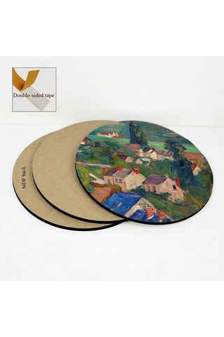 3 quadri “Veduta panoramica di Auvers” di Paul Cézanne - 3 x (30 x 30 cm)