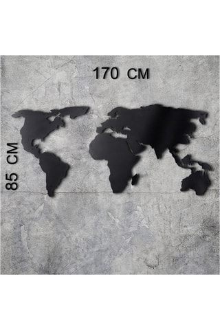 Décoration murale World Map Silhouette XL - 85 x 170 cm - Noir