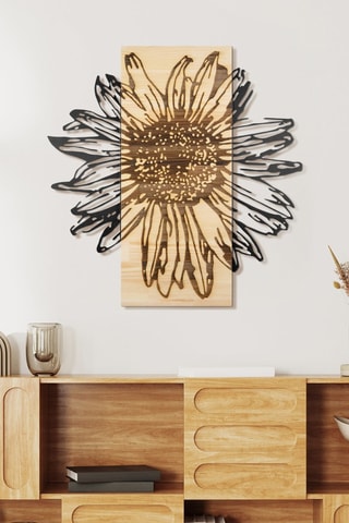 Decorazione da parete in legno - 56 x 57,5 cm - Neutro e nero