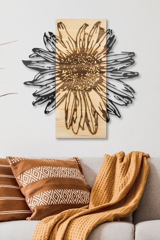 Decorazione da parete in legno - 56 x 57,5 cm - Neutro e nero
