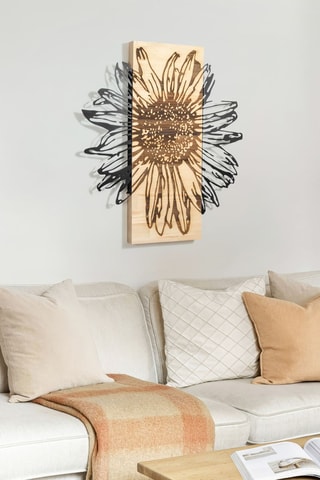 Decorazione da parete in legno - 56 x 57,5 cm - Neutro e nero