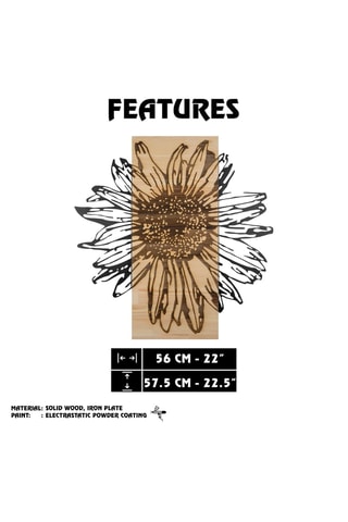 Decorazione da parete in legno - 56 x 57,5 cm - Neutro e nero