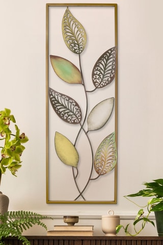 Decorazione da parete - 32 x 3 x 90 cm - Dorato e marrone